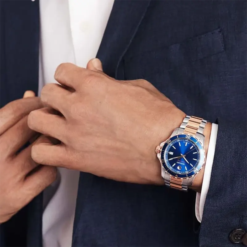 Movado 800 Series Quartz Blue Dial Two-tone Men's Watch- 2600149